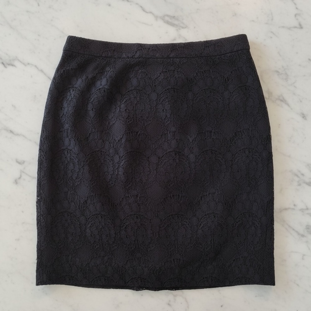 J.Crew NWT Gorgeous Black Lace Overlay Lined Pencil Skirt Size 6